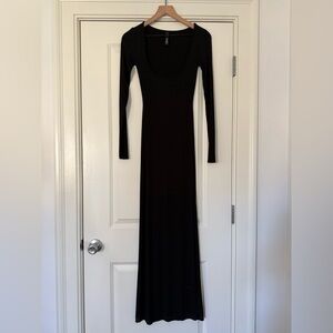 SKIMS ribbed stretchy Black Long Sleeve Dress
